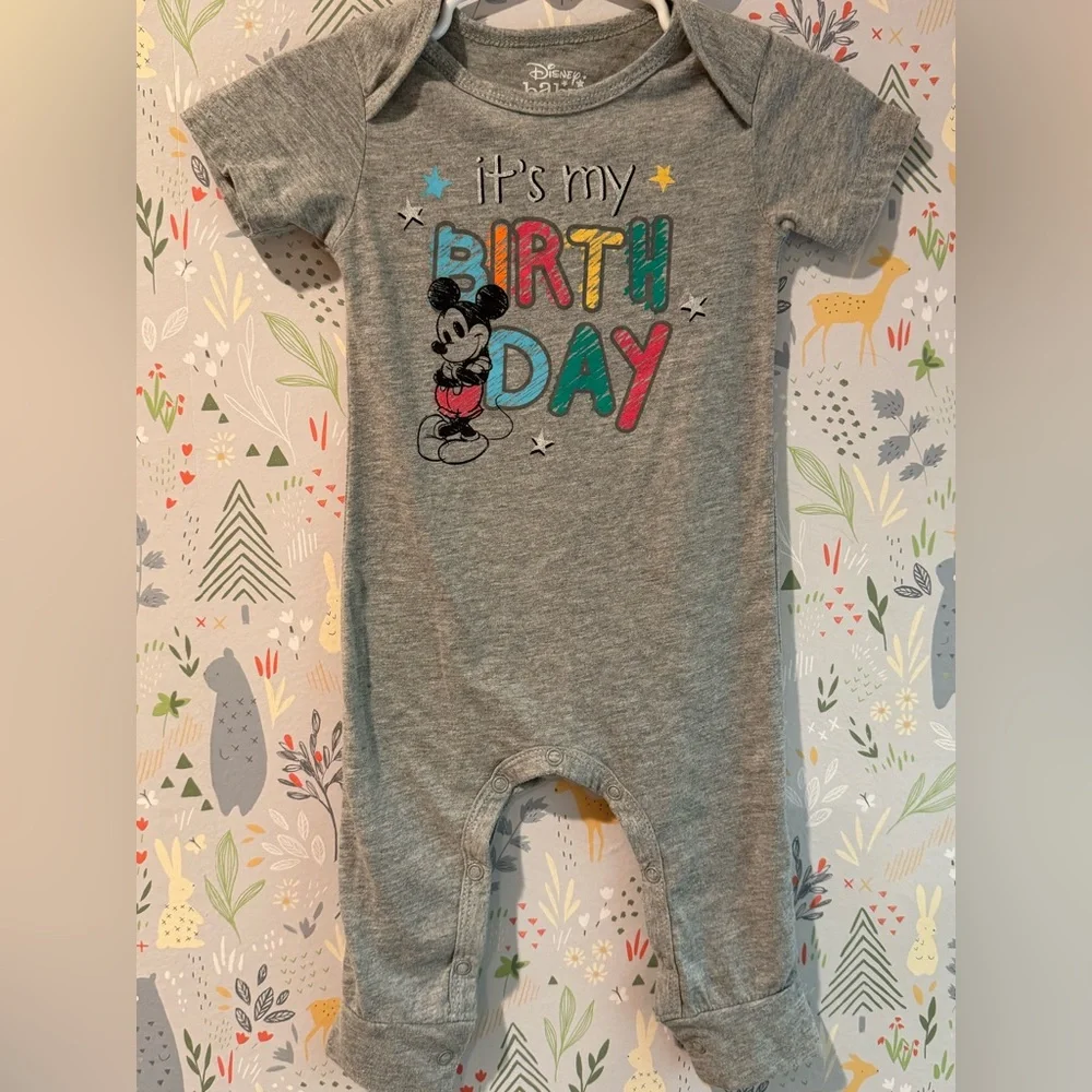 Disney Baby Mickey Mouse “It’s My Birthday” One Piece Romper Size 12 Months - Picture 1 of 9